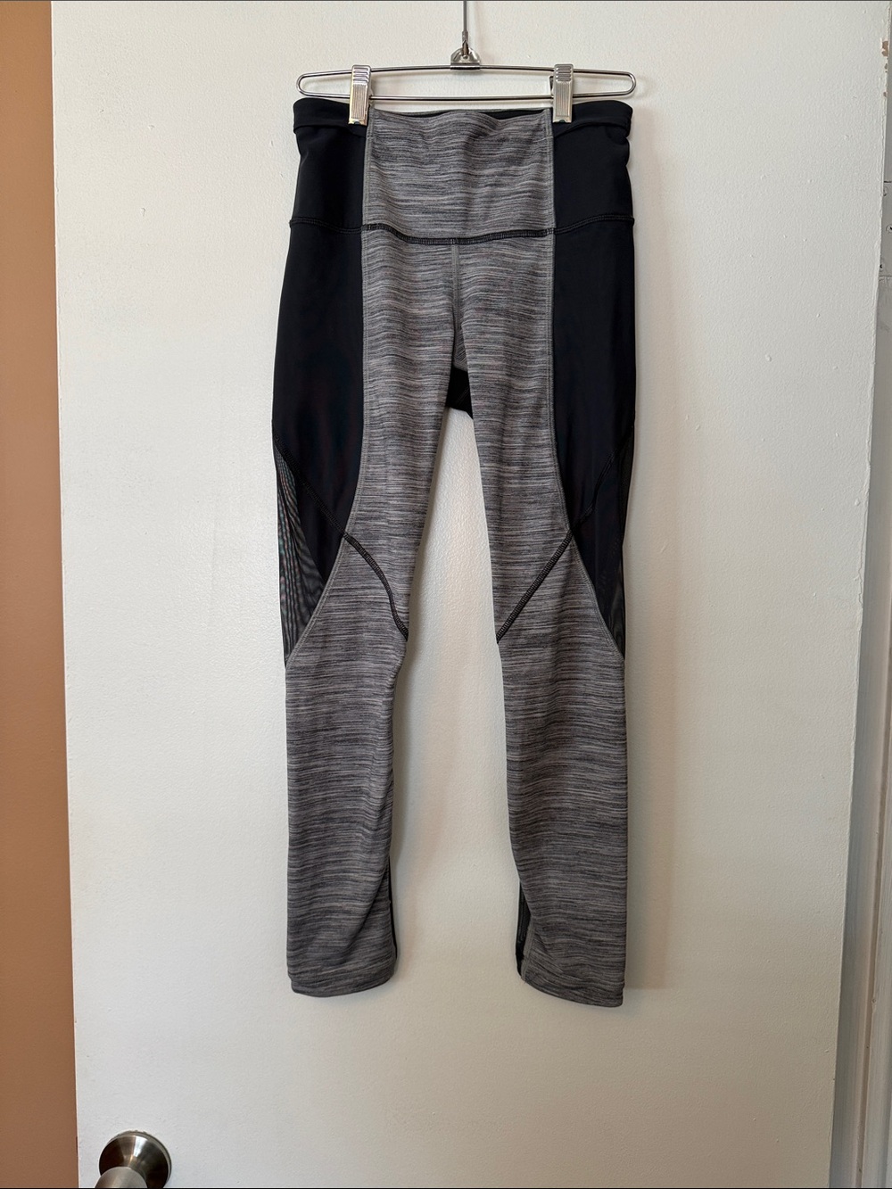 Lululemon High-Rise Colorblocked Leggings in Gray and Black